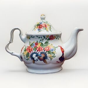 Anthony Mark Hankins Teapot Limited Edition #890 Ceramic Flowers Mask Face Markd